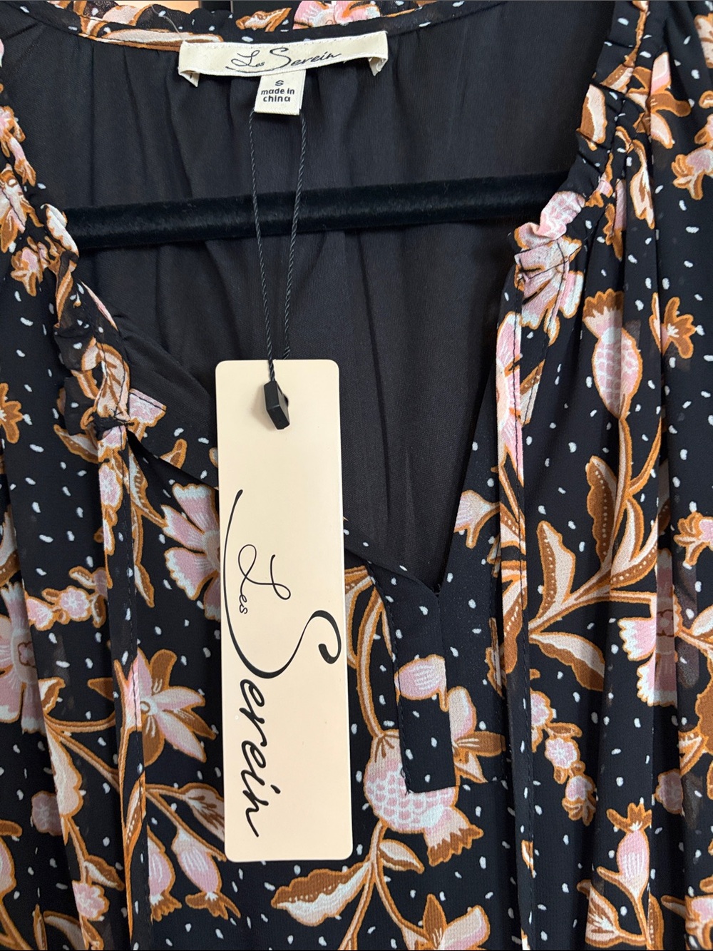 La Sconita Black Floral Ruffle Midi Dress - Picture 2 of 4